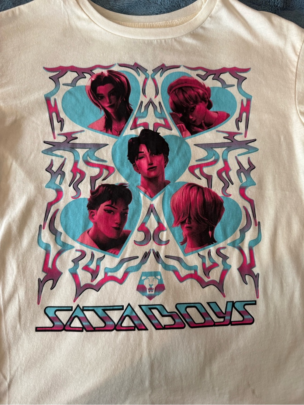 Netflix White Graphic Tee with Teal & Pink Accents